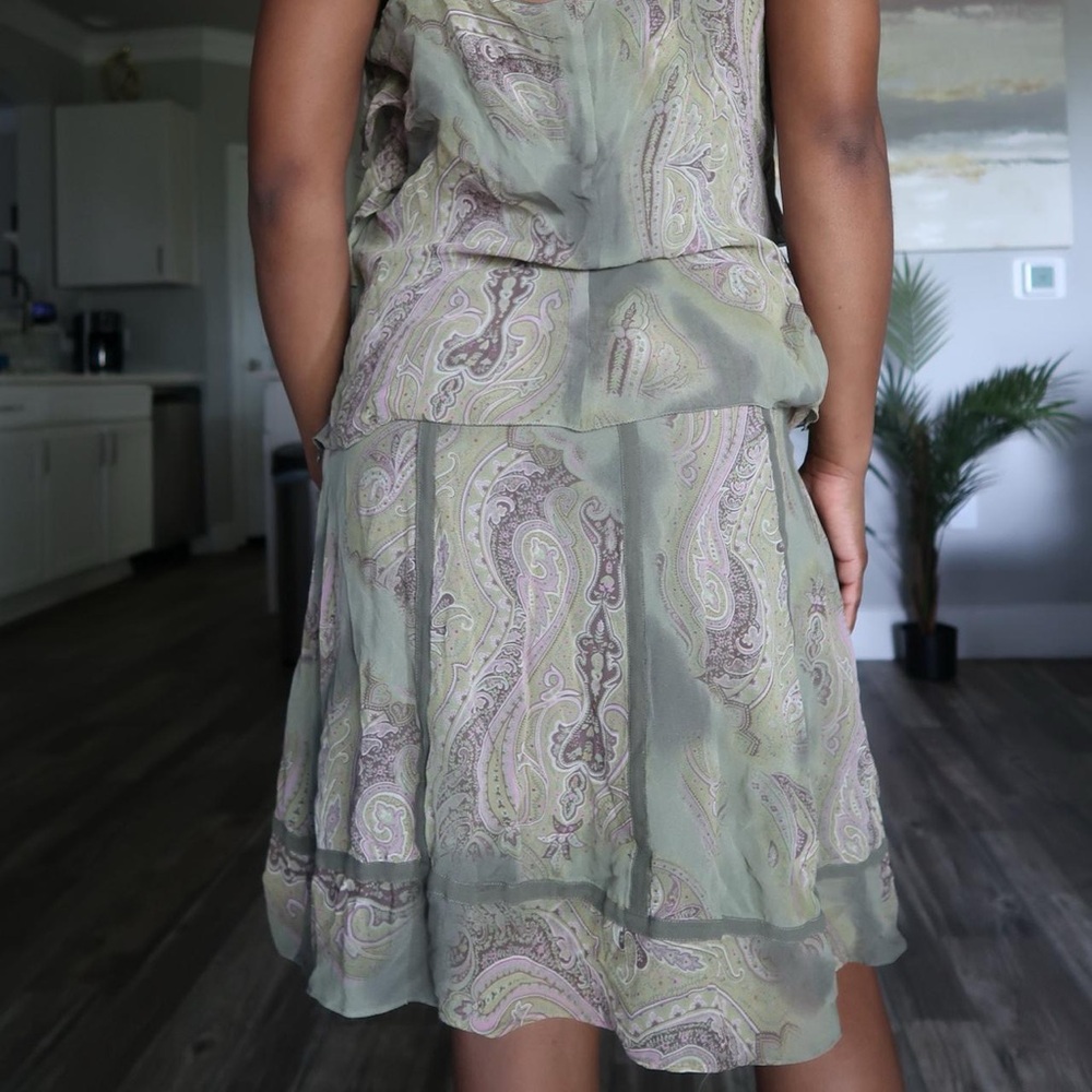 Express Sage and Lavender Paisley Ruffle Crop Top and Skirt Set - Picture 6 of 6